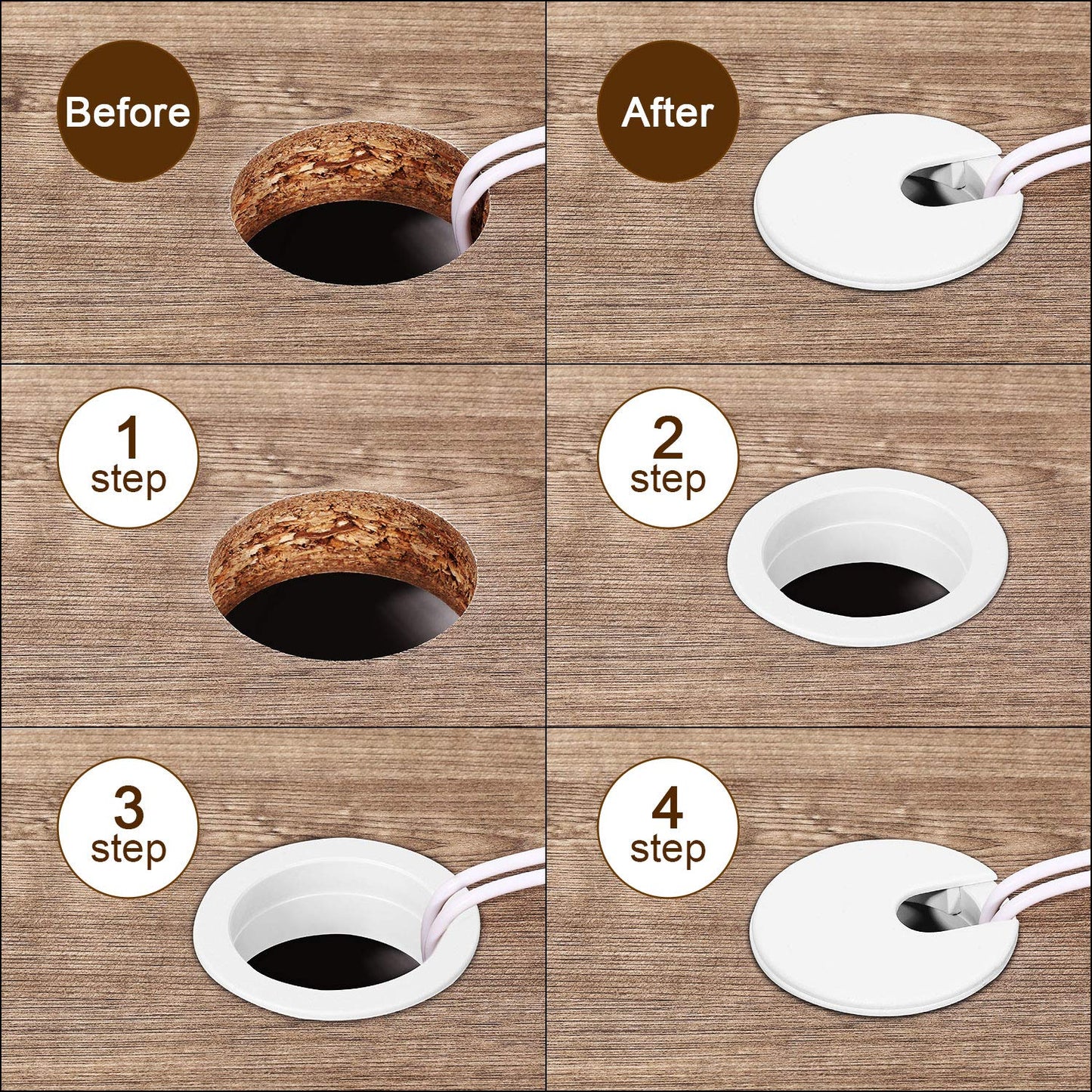 MODEL MT-614 Size 80mm Table Grommet Cable Tidies Caps Desk Surface Port Hole Covers