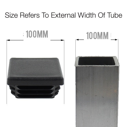 MODEL MT-126 SIZE 100MM SQUARE FLAT END CAPS BOTTOMS FOR TABLE & CHAIR LEGS & ALL OTHER TUBULAR FEET
