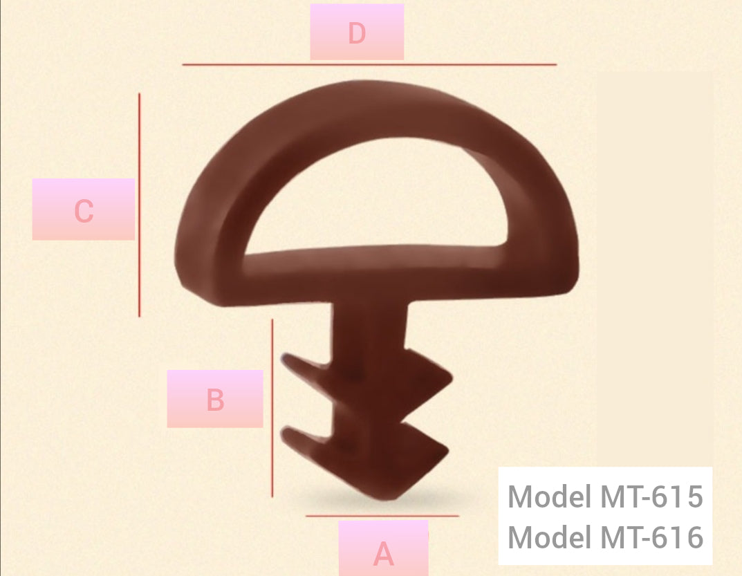 MODEL MT-615-616-617-618 T-SHAPE RUBBER GASKET SEAL RUBBER FOR WOODEN DOOR