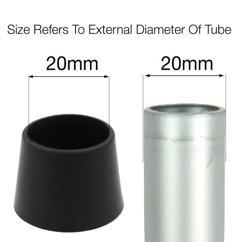 MODEL MT-203 SIZE 20mm MULTI PURPOSE PLASTIC BOTTOMS FOR TABLE & CHAIR LEGS & ALL OTHER TUBULAR FEET