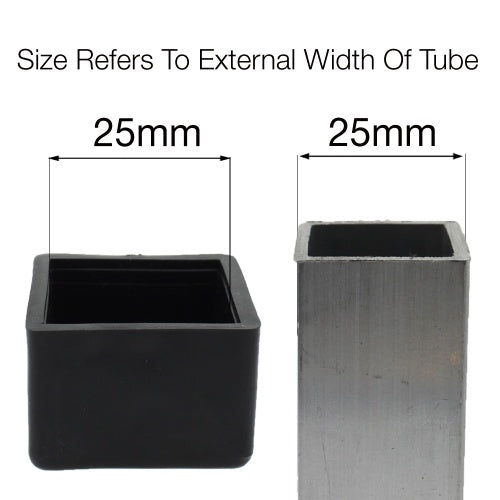 MODEL MT-207 SQUARE SIZE 25mm MULTI PURPOSE PLASTIC BOTTOMS FOR TABLE & CHAIR LEGS & ALL OTHER TUBULAR FEET END CAP